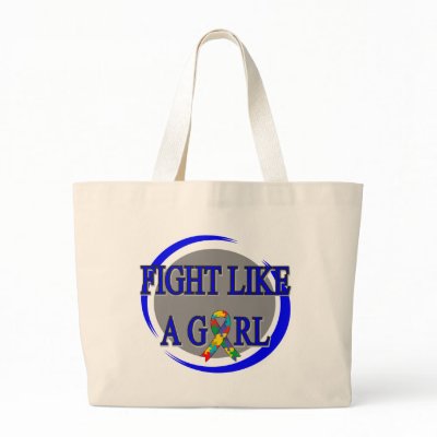 Autism Fight Like A Girl Circular Tote Bag by MissionWeCanDoIt