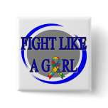 Autism Fight Like A Girl Circular Pinback Button