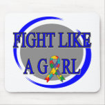 Autism Fight Like A Girl Circular Mouse Pad