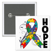 Autism Floral Hope Ribbon Buttons