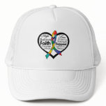 Autism Heart Ribbon Collage Trucker Hats