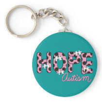 Autism "HOPE"  Pink & Black Polka Dot Design Keychains