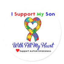Autism: I Support My Son With All My Heart Sticker