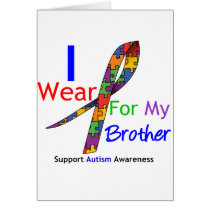 Autism I Wear Puzzle Ribbon For My Brother Greeting Cards