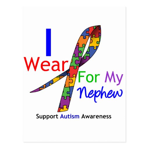 Autism I Wear Puzzle Ribbon For My Nephew Post Card