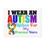 Autism I Wear Ribbon For My Precious Hero Postcards
