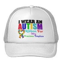 Autism I Wear Ribbon For My Precious Nephew Mesh Hat
