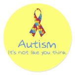 "Autism: It's Not Like You Think." Round Stickers