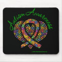 Autism Mosaic Heart Ribbon mousepads