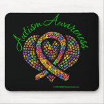 Autism Mosaic Heart Ribbon mousepads