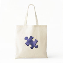 Autism Puzzle Piece Blue Canvas Bag