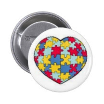 Autism puzzle piece heart button