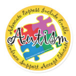 Autism Puzzle Ring Round Stickers