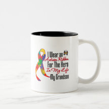 Autism Ribbon Hero in My Life My Grandson Mugs