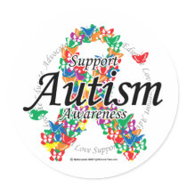 Autism Ribbon of Butterflies Stickers