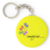 Autism Support Gifts "Imagine" Design Keychains
