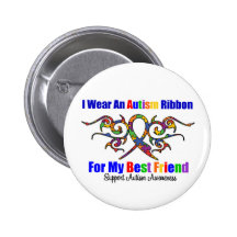 Autism Tribal Ribbon Best Friend Buttons