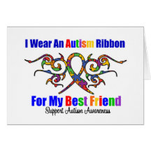 Autism Tribal Ribbon Best Friend Greeting Cards