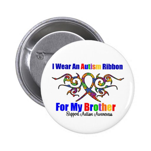 Autism Tribal Ribbon Brother Pin