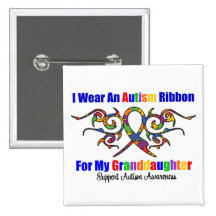 Autism Tribal Ribbon Granddaughter Buttons
