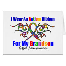Autism Tribal Ribbon Grandson Greeting Card