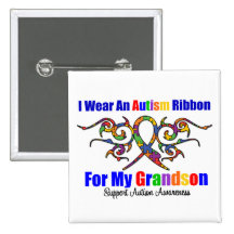Autism Tribal Ribbon Grandson Pins