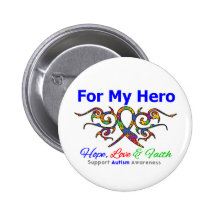 Autism Tribal Ribbon Hero Pins