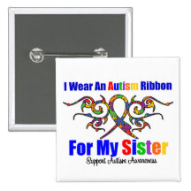 Autism Tribal Ribbon Sister Pin