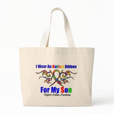 Autism Tribal Ribbon Son Canvas Bag by giftsforawareness