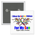 Autism Tribal Ribbon Son Button