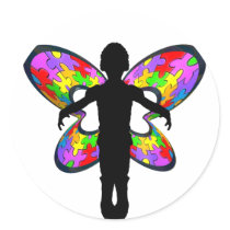Autistic Butterfly Ribbon Stickers