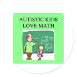 autistic kids love math round stickers