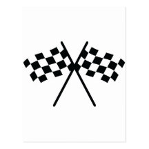 auto racing chequered flag post card