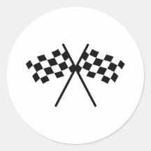 auto racing chequered flag round sticker