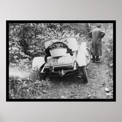 Auto Stuck in a Ditch in New York 1909 Poster by lc_vintagephotos