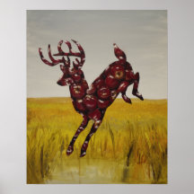 Autumn - Apple Deer Pop Surrealism Posters