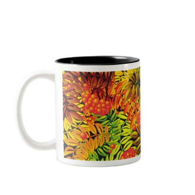 autumn ashberry leaves mugs by VioDeSign