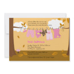 Autumn Baby Clothesline Pink Girl 5x7 Baby Shower Custom Invitations
