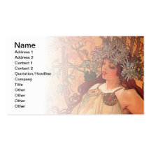 Autumn by Alphonse Mucha Business Card