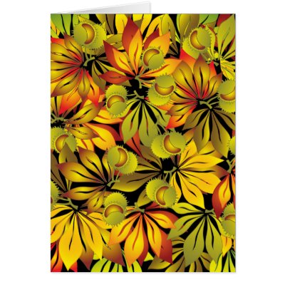 autumn chestnut leaves greeting cards by VioDeSign