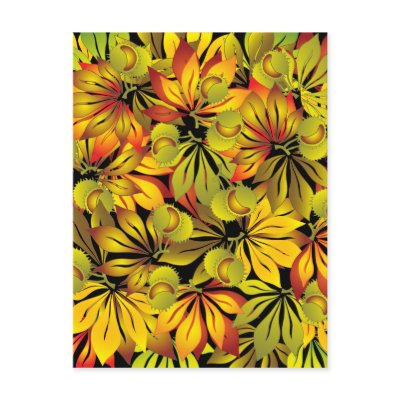 autumn chestnut leaves postcard by VioDeSign
