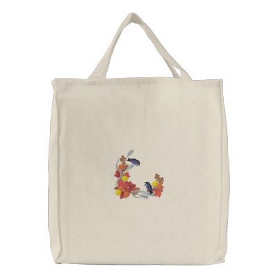 Autumn Chickadees Embroidered Bags by Embroidery4U