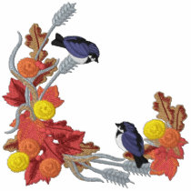 Autumn Chickadees Embroidered Polo Shirt