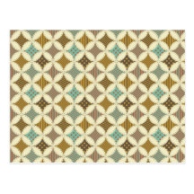 Autumn Colours Diamond Star in Circle Pattern Prin Post Card