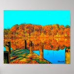 Autumn, Fall Fishing Pier 8" x 10" Print