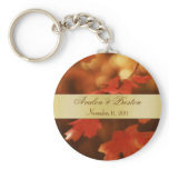Autumn Fall Leaf Wedding Favour Gold Keychain