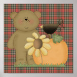 autumn fall teddy bear cutie poster