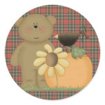 autumn fall teddy bear cutie round stickers