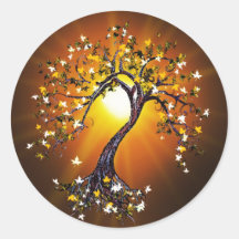 Autumn Fall Tree at Sunset Stickers