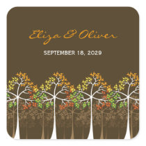 Autumn Fall Trees Wedding Gift Tag Stickers